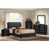 Ireland II Black Faux Leather Queen Bed - Ornate Home