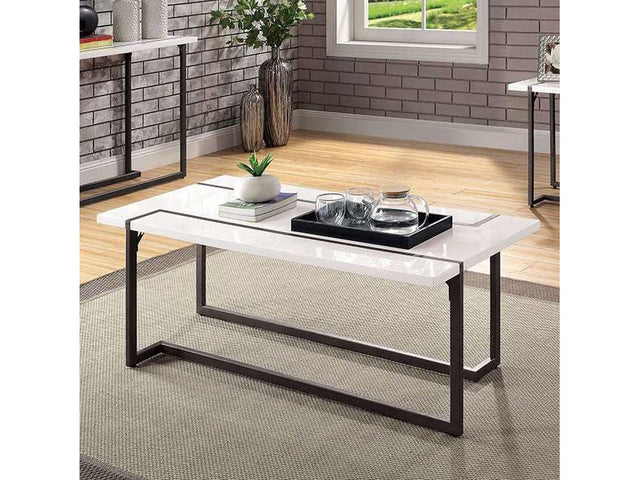 izar White/Gun Metal Coffee Table - Ornate Home