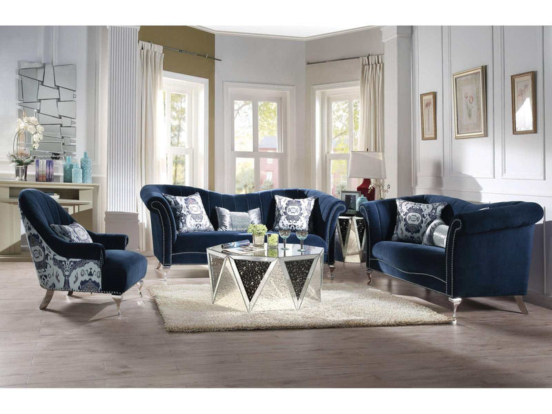 Jaborosa Blue Velvet Sofa w/3 Pillows - Ornate Home