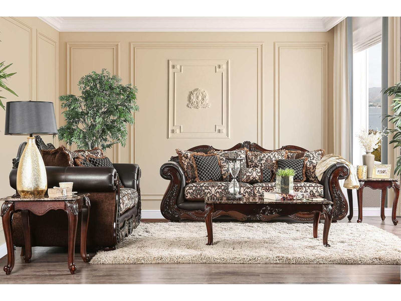 Jamael - Brown & Espresso - Stationary Sofa & Loveseat - 2pc - Ornate Home
