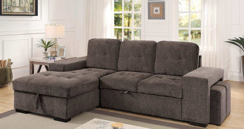 Jamiya Warm Gray Sleeper Sectional Sofa w/ Storage - Ornate Home