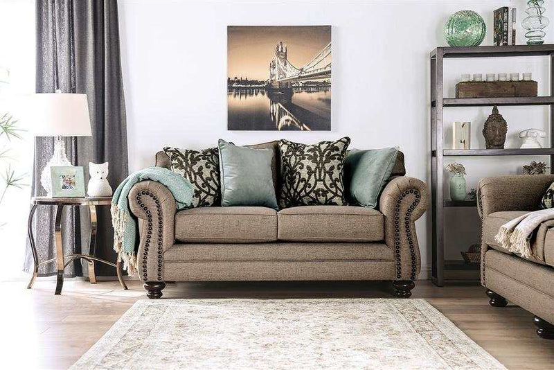 Jarauld Dark Taupe Stationary Sofa & Loveseat 2pc - Ornate Home