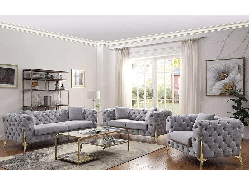 Jelanea Gray Velvet Living Room Set - Ornate Home
