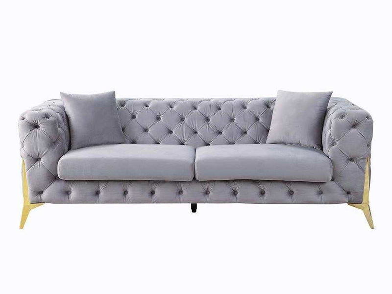 Jelanea Gray Velvet Stationary Sofa - Ornate Home