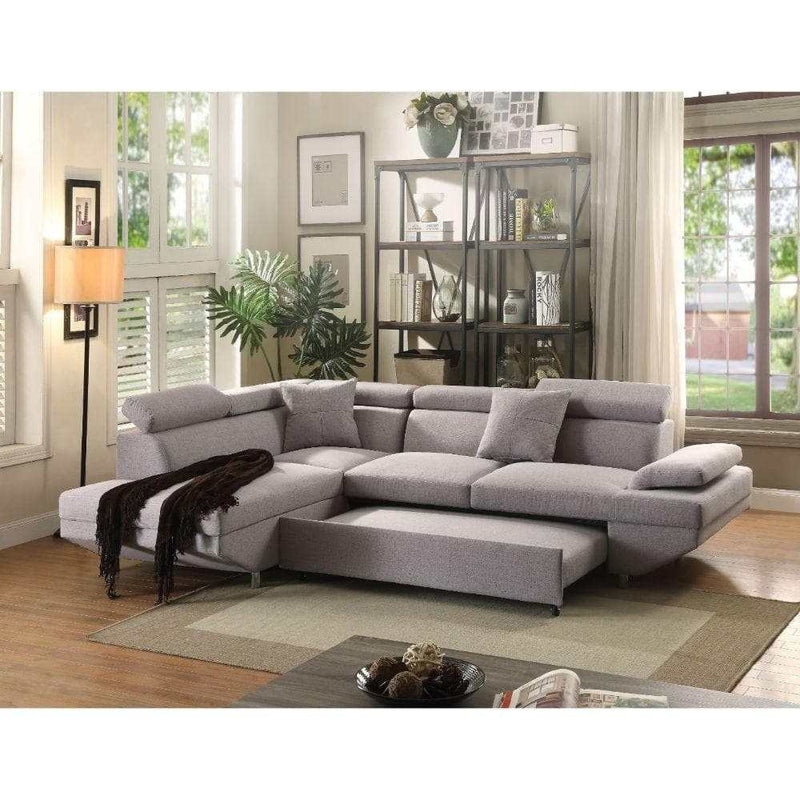 Jemima - Gray Fabric - Sectional Sofa w/Sleeper - Ornate Home