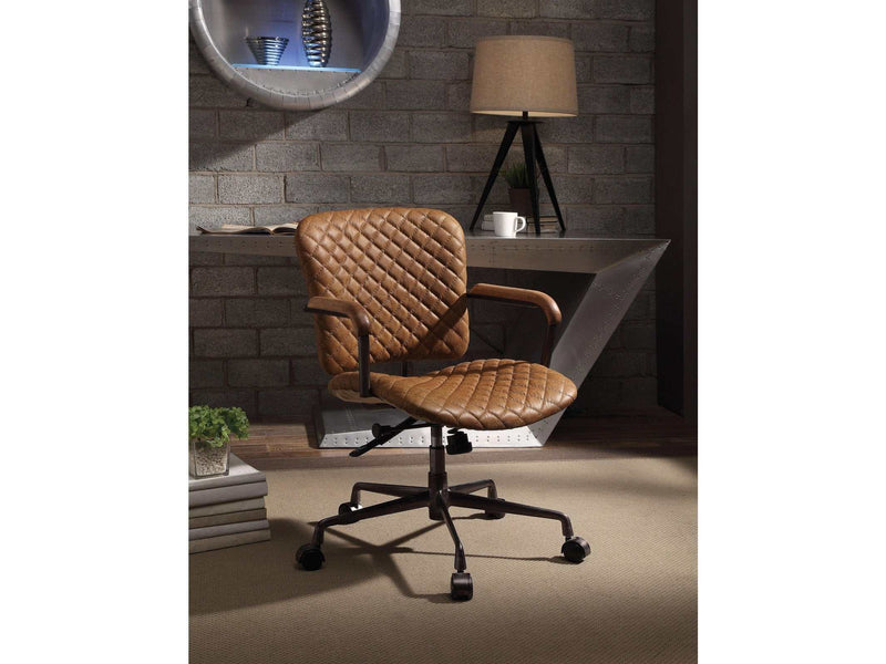 Josi Coffee Top Grain Leather Office Chair - Ornate Home