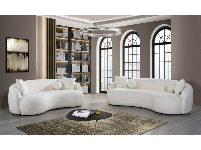 Bubble Bonita Ivory Boucle Living Room Set / 2pc - Ornate Home