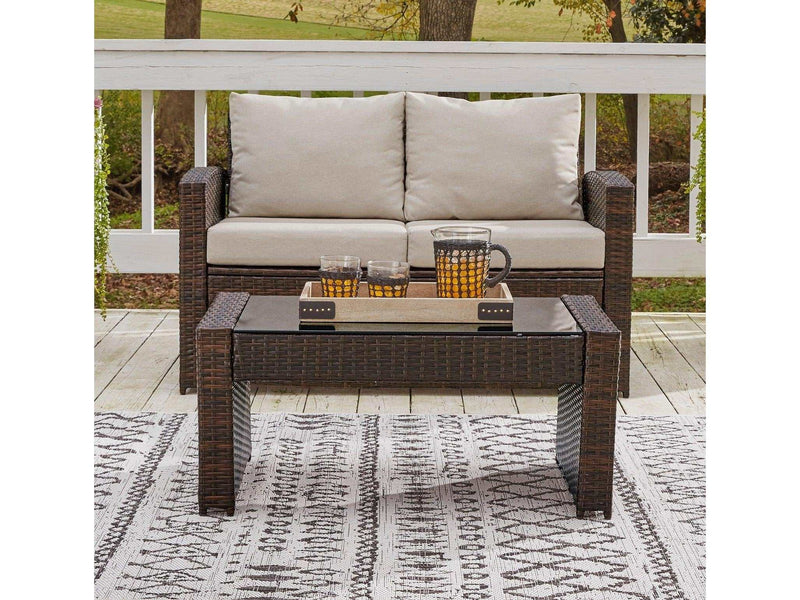 East Brook Outdoor Loveseat w/ Coffee Table (Set of 2) - Ornate Home