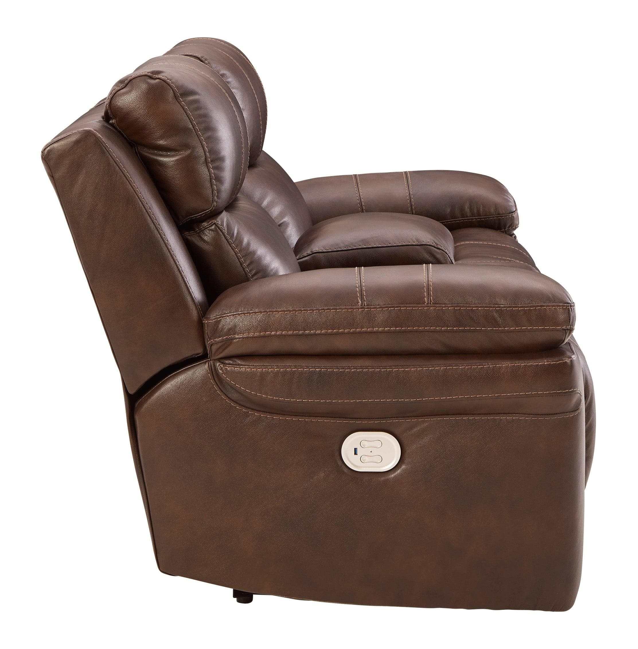 Edmar Chocolate Power Reclining Loveseat - Ornate Home