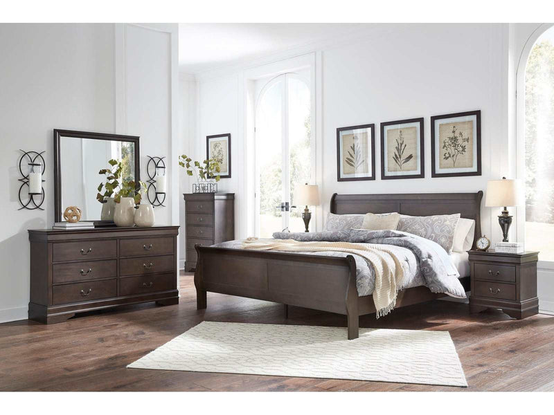 Leewarden Dark Brown Queen Sleigh Bedroom Set / 4pc - Ornate Home