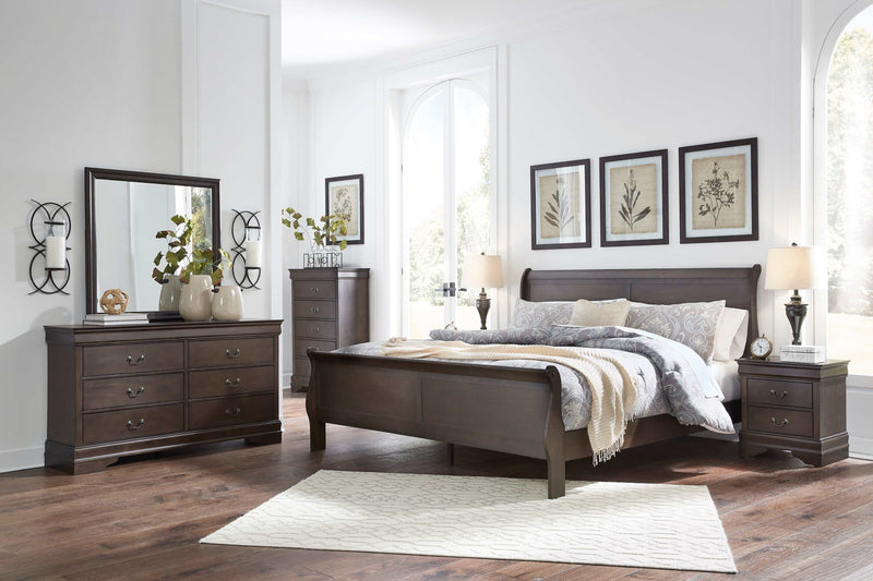 Leewarden Dark Brown Queen Sleigh Bedroom Set / 4pc - Ornate Home