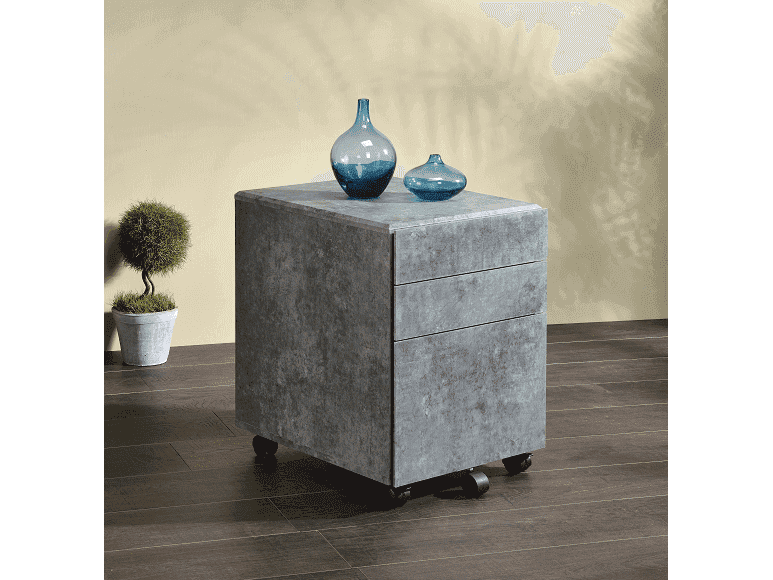 Jurgen Faux Concrete & Silver File Cabinet - Ornate Home