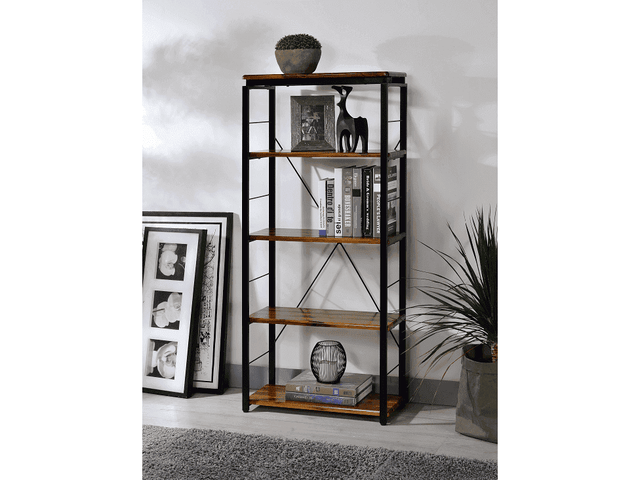 Jurgen Oak & Black Bookshelf - Ornate Home