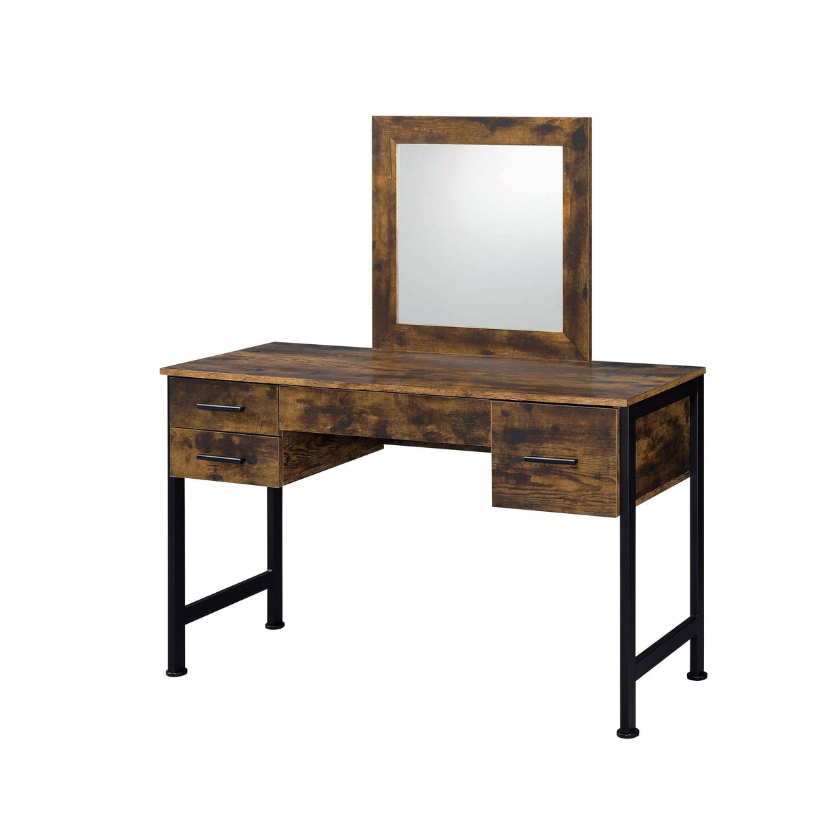 Juvanth Rustic Oak & Black Finish Juvanth Vanity Desk w/4 Drawers - Ornate Home