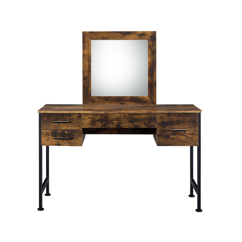 Juvanth Rustic Oak & Black Finish Juvanth Vanity Desk w/4 Drawers - Ornate Home