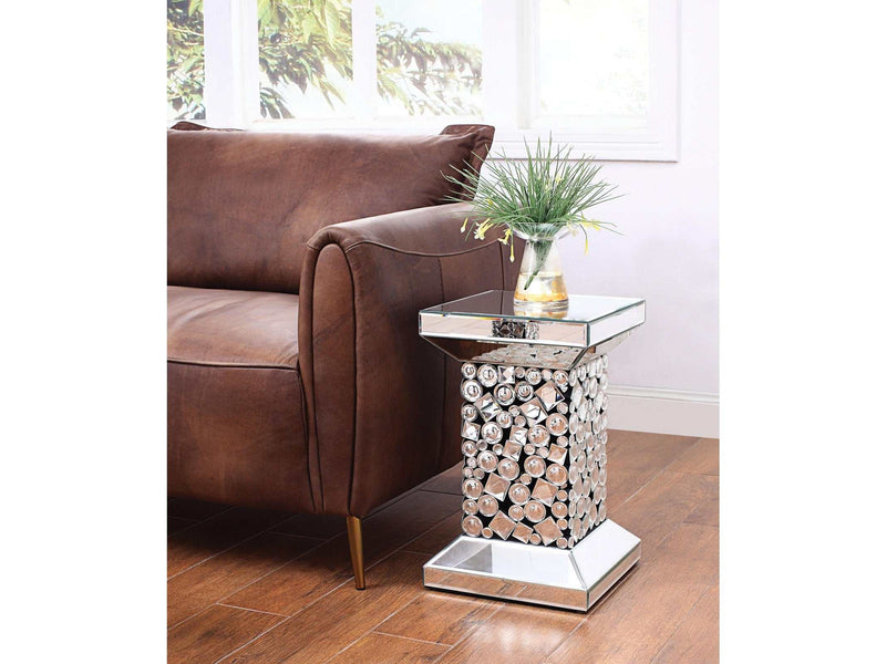Kachina Mirrored & Faux Gems End Table - Ornate Home