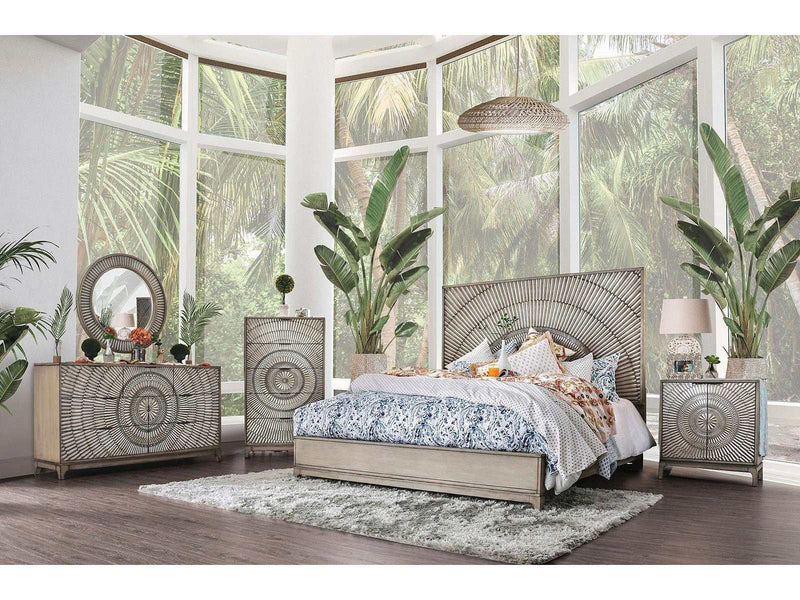 Kamalah - Antique Gray - 4pc California King Bedroom Set - Ornate Home