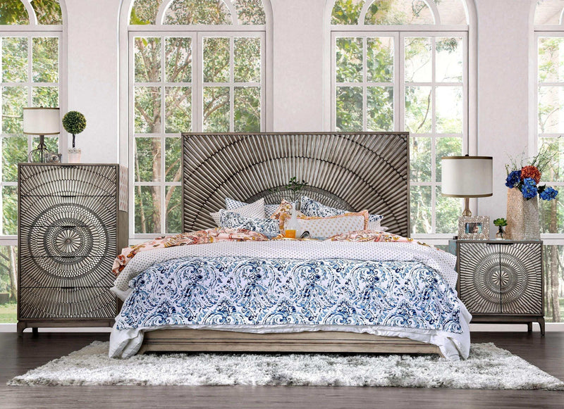 Kamalah Antique Gray Queen Bed - Ornate Home