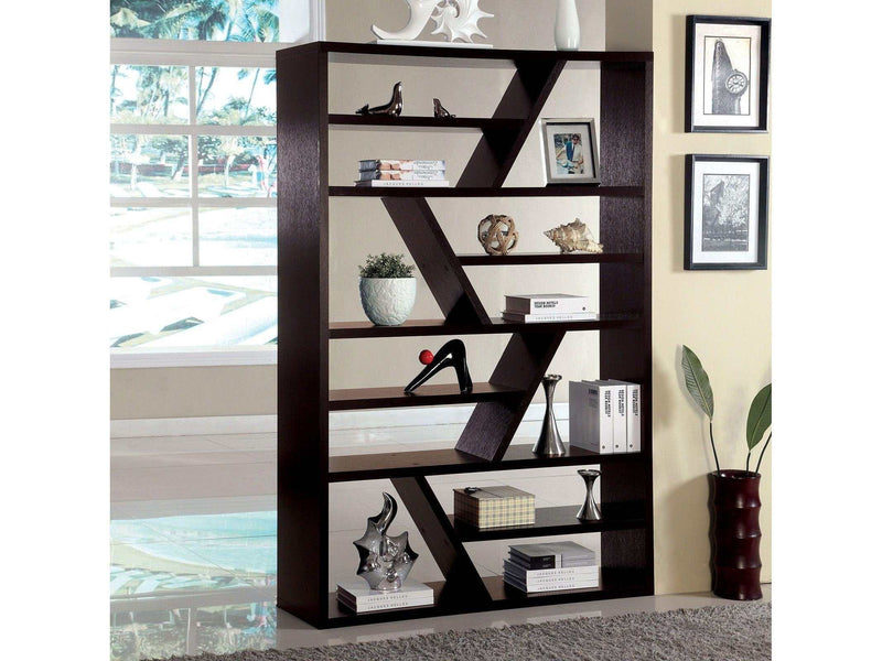 Kamloo - Espresso - Zig-Zag Display / Book Shelf - Ornate Home