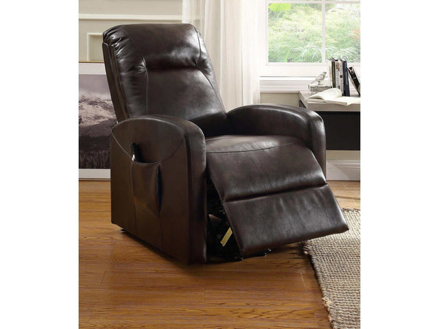 Kasia Espresso PU Recliner w/Power Lift - Ornate Home