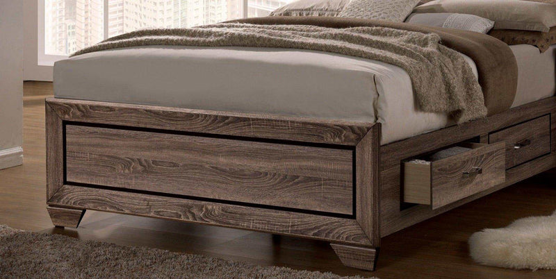 Kauffman - Washed Taupe - Queen Panel Bed w/ Storage - Ornate Home