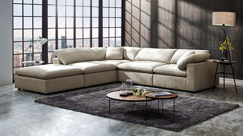 Kramer Cream Fabric Sectional Sofa - Ornate Home