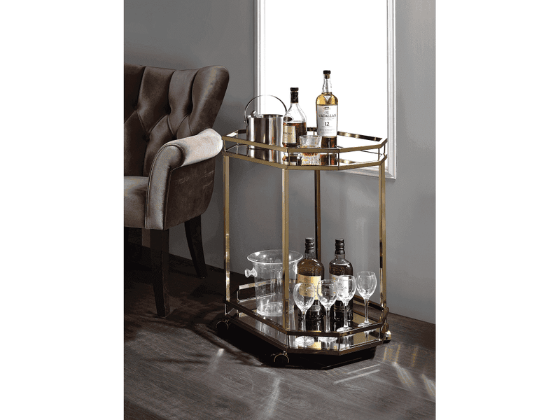 Lacole Champagne & Mirror Serving Cart - Ornate Home