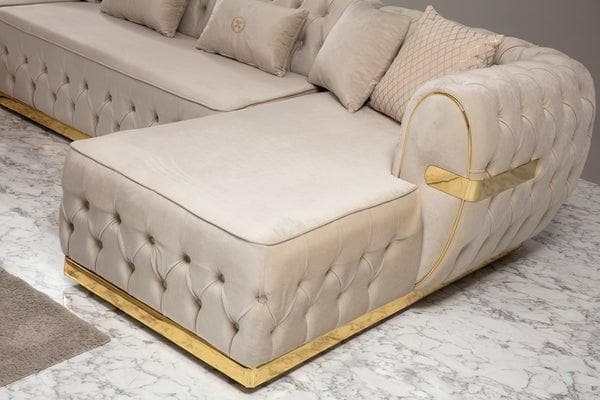 Jester Velvet Cream Double Chaise Sectional - Ornate Home