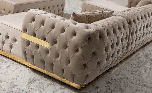 Jester Velvet Cream Double Chaise Sectional - Ornate Home