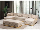 Jester Velvet Cream Double Chaise Sectional - Ornate Home