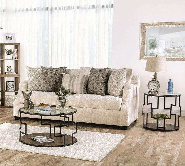 Laila Ivory Stationary Sofa & Loveseat 2pc - Ornate Home