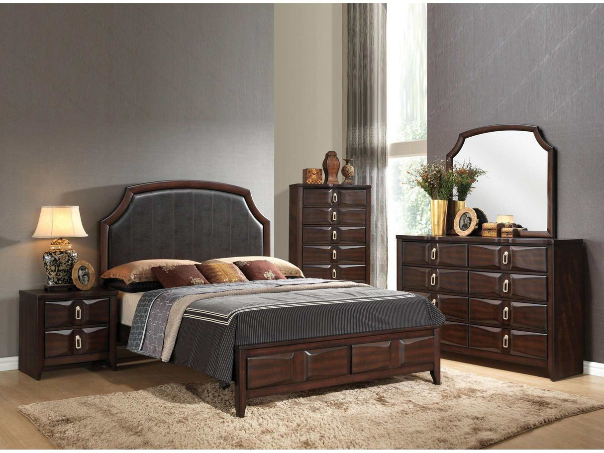 Lancaster Espresso PU & Espresso Eastern King Bed - Ornate Home