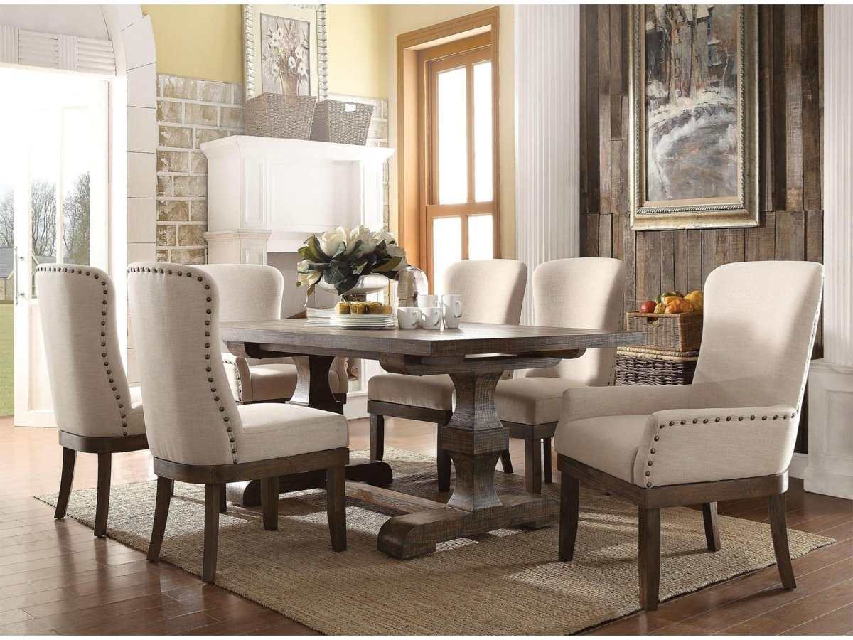 Landon Salvage Brown Dining Room Set w/ Leaf Table / 7pc - Ornate Home