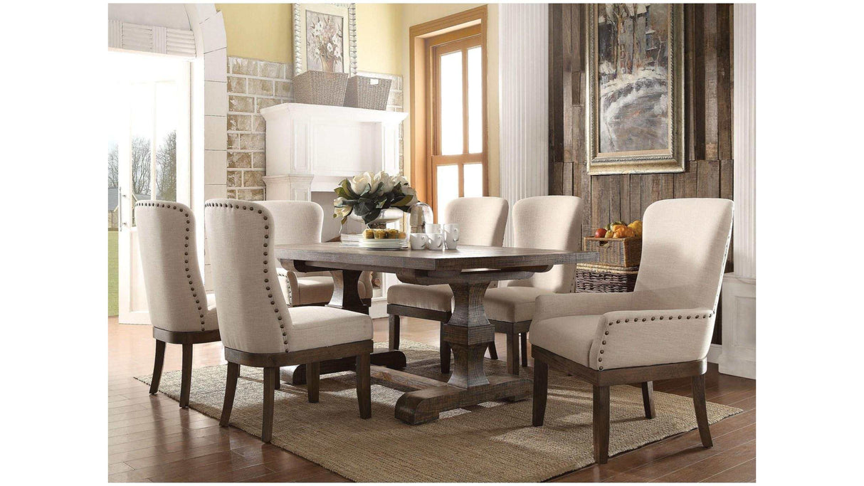 Landon Salvage Brown Dining Room Set w/ Leaf Table / 7pc - Ornate Home