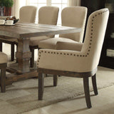 Landon Beige Linen & Salvage Brown Dining Chair / 1pc - Ornate Home