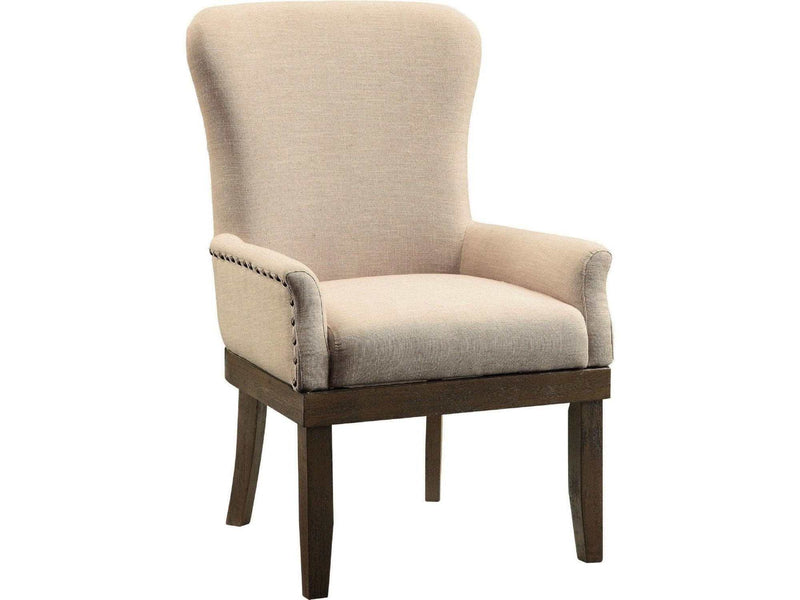 Landon Beige Linen & Salvage Brown Dining Chair / 1pc - Ornate Home