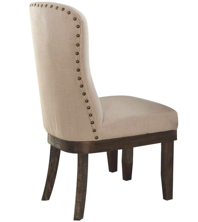 Landon Beige Linen & Salvage Brown Side Chair (Set of 2) - Ornate Home