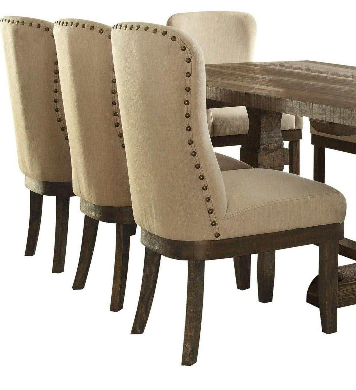 Landon Beige Linen & Salvage Brown Side Chair (Set of 2) - Ornate Home