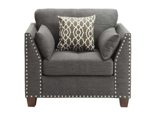 Laurissa Light Charcoal Linen Armchair w/3 Pillows - Ornate Home