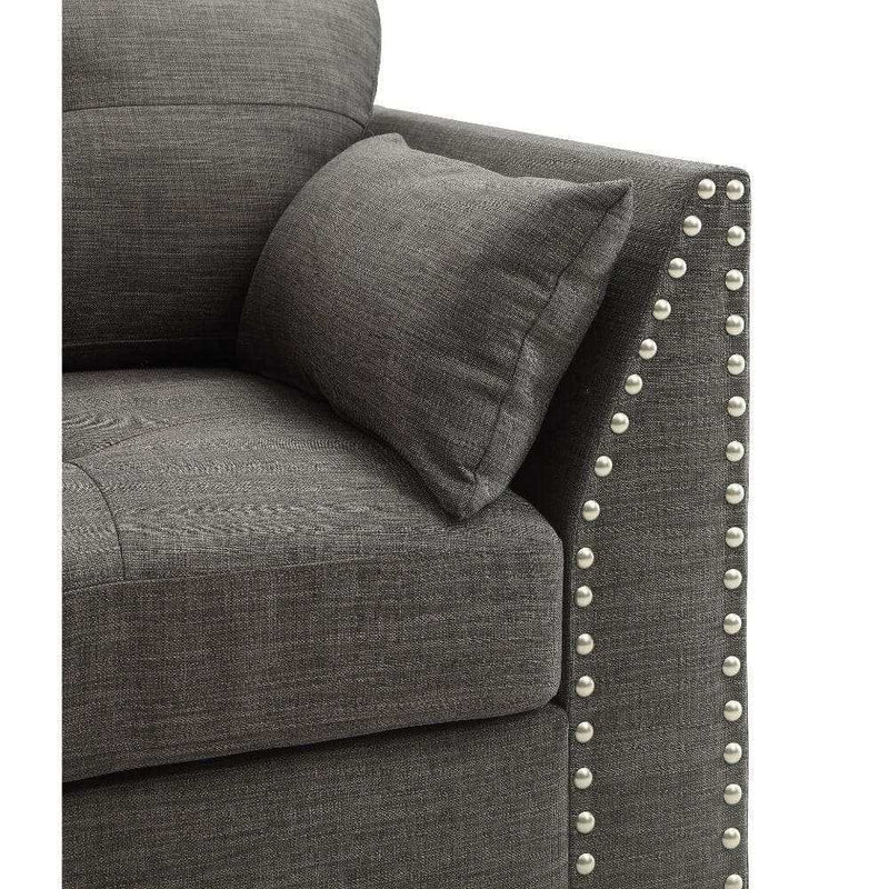 Laurissa Light Charcoal Linen Armchair w/3 Pillows - Ornate Home
