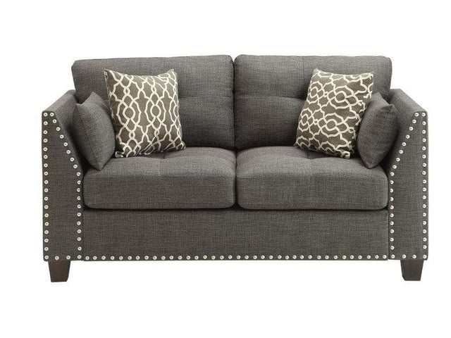 Laurissa Light Charcoal Linen Loveseat w/4 Pillows - Ornate Home