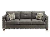 Laurissa Light Charcoal Linen Sofa w/4 Pillows - Ornate Home