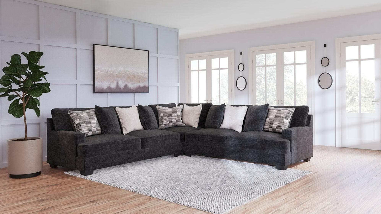 Lavernett Charcoal 3pc Symmetrical Sectional Sofa - Ornate Home