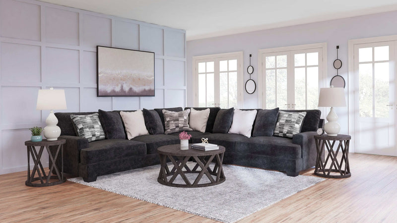 Lavernett Charcoal 3pc Symmetrical Sectional Sofa - Ornate Home