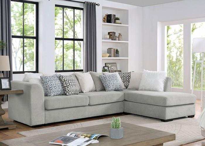 Leandra Light Gray L Shape Sectional Sofa - Ornate Home