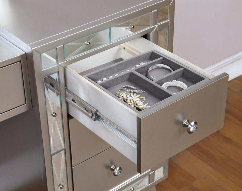 Leighton - Metallic Mercury - Vanity Desk & Stool - Ornate Home