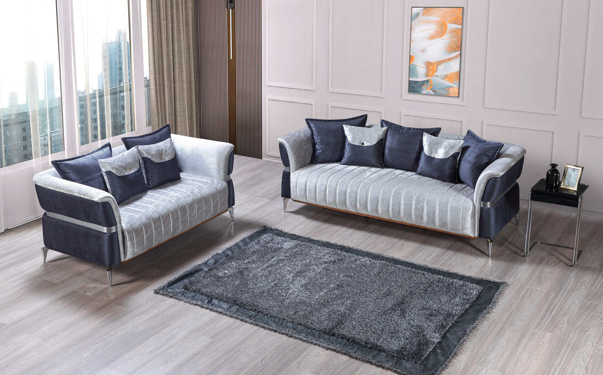 Leina Silver/Gray Velvet Living Room Set - Ornate Home