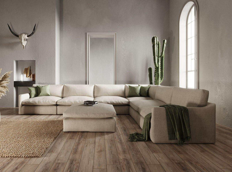 Lennon Transitional Beige Fabric Sectional Sofa Set - Ornate Home
