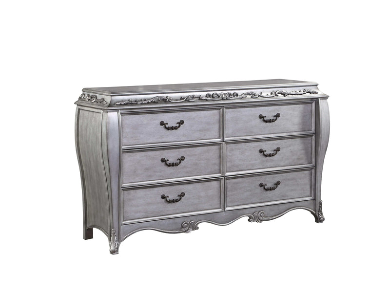 Leonora Vintage Platinum Dresser (Jewelry Tray) - Ornate Home