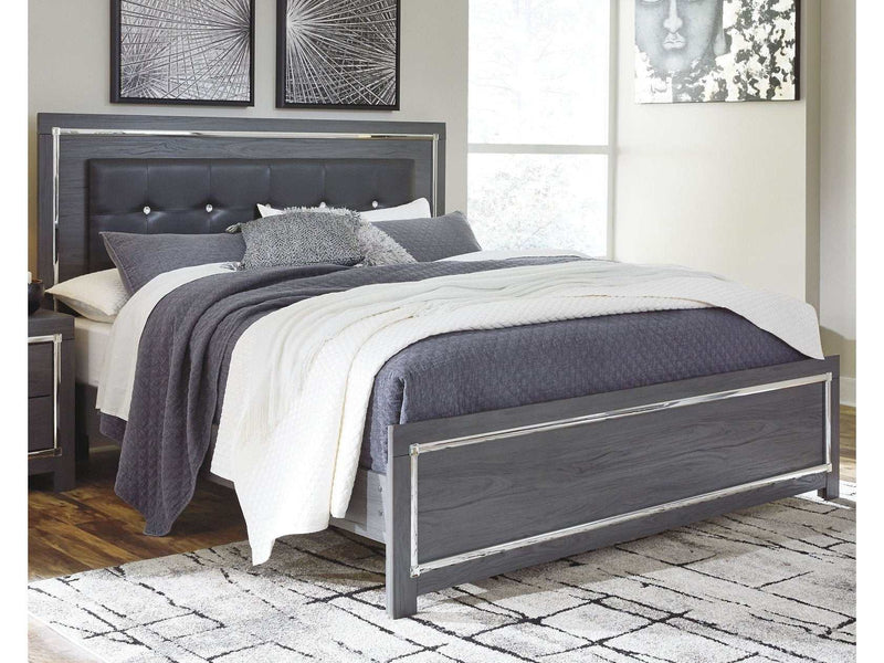 Lodanna Gray King Panel Bed w/ LED - Ornate Home